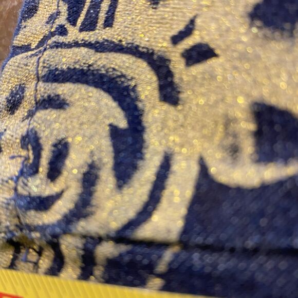 VTG 90s Forenza NWOT Sparkle Floral Waist Pull On Jeans TALL SPANDEX Gold NEW L - Picture 4 of 9